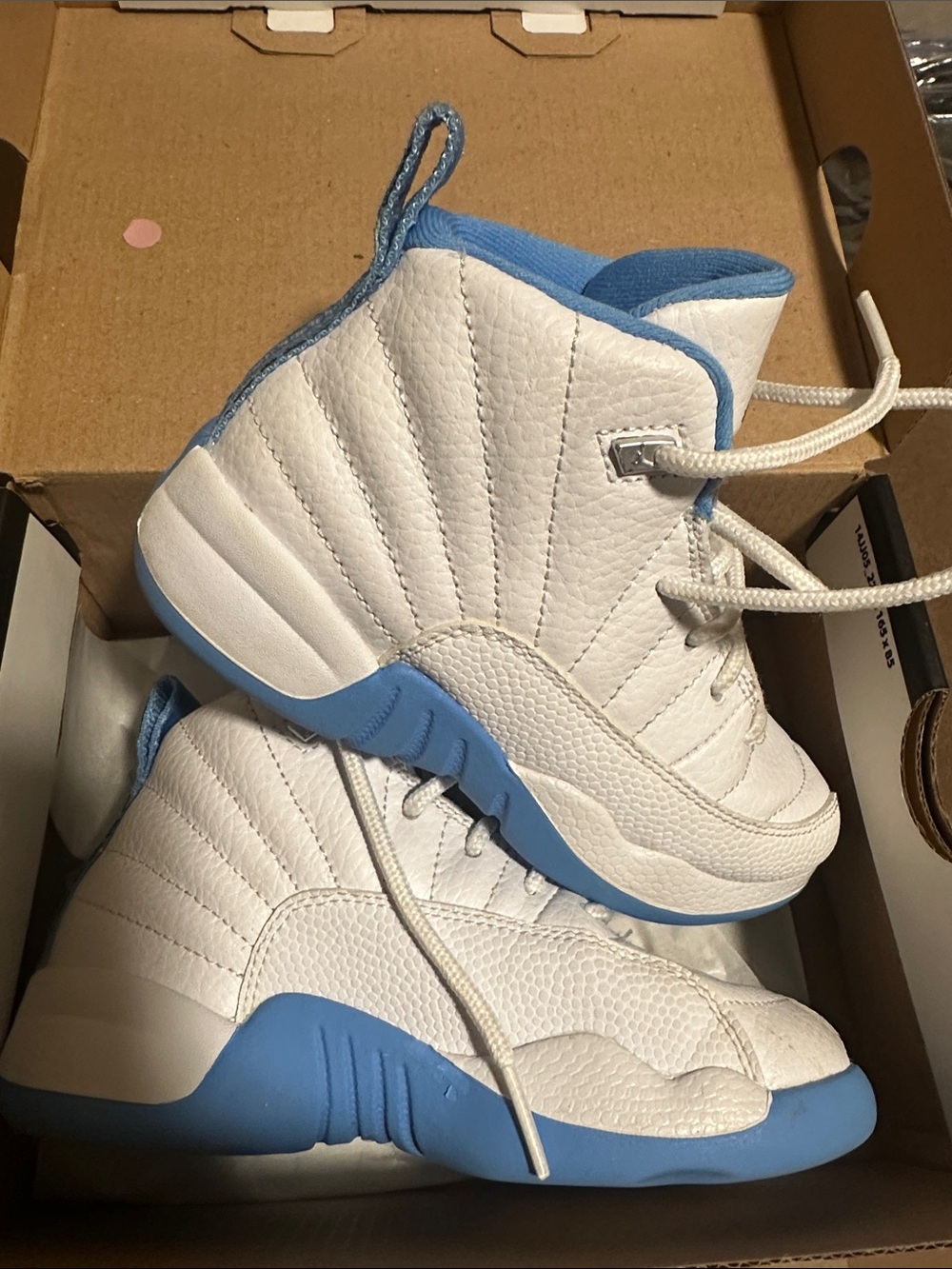 Jordan Kids White and Light Blue High-Top Sneakers
